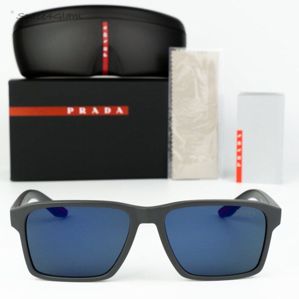 NEW Prada Linea Rossa PS05YS UFK05U Grey Rubber Blue Mirror Violet Sunglasses